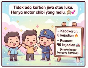 Damkar Gresik Evakuasi Motor Nyemplung Parit