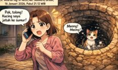 Kucing Terjebur Sumur Sedalam 25 Meter Berhasil Dievakuasi Damkar Gresik