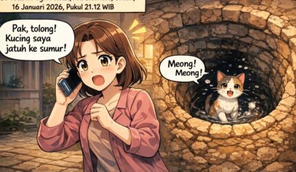 Kucing tercebur sumur